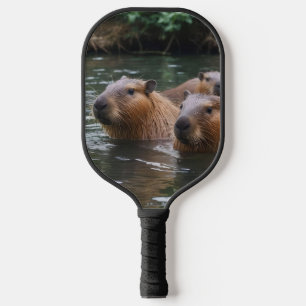 Capybaras' Swimming In The River,  Pickleball Paddle