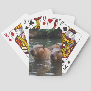 Capybaras' Swimming In The River, Playing Cards