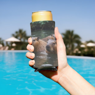 Capybaras' Swimming In The River, Seltzer Can Cooler