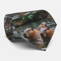 Capybaras' Swimming In The River, 