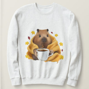 CapyBarri in a Cozy Blanket Chilling and Drinking Sweatshirt