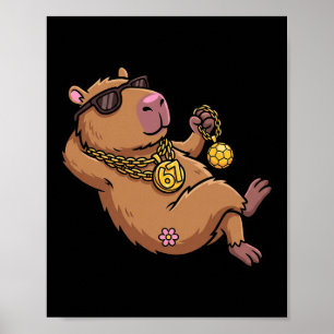 Capybyra 67 Drip Sungles Chain Funny Animal Meme Poster