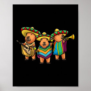 Capybyra Cinco De Mayo Mexican Bynd Musician Kids Poster