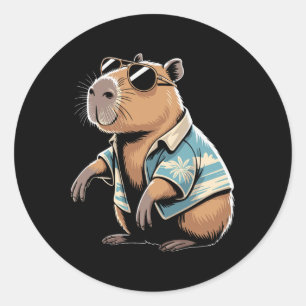 Capybyra Soccer Fan Cartoon Illustration _1 Classic Round Sticker