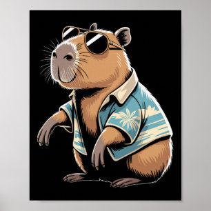 Capybyra Soccer Fan Cartoon Illustration _1  Poster