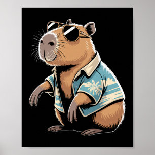 Capybyra Soccer Fan Cartoon Illustration  Poster