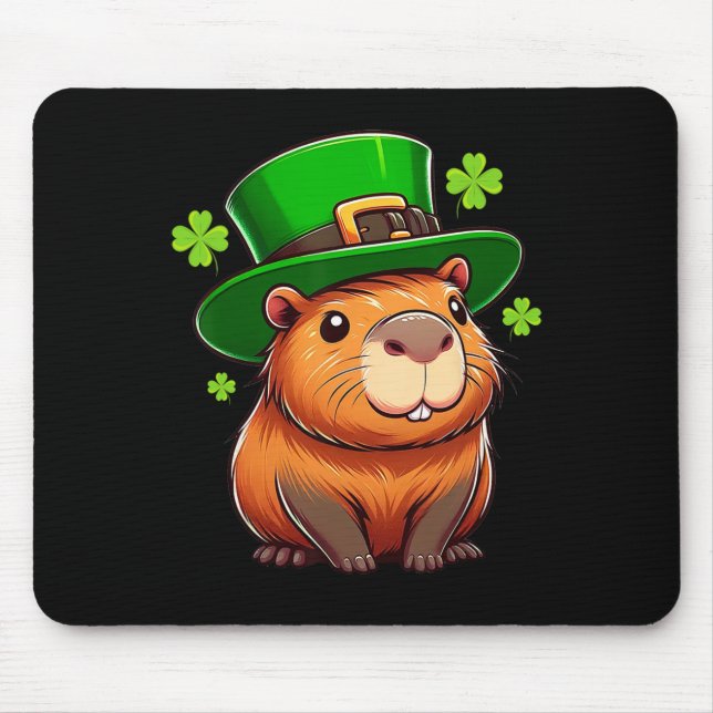 Capybyra St Patricks Hat Leprechaun Funny Irish Ca Mouse Pad (Front)