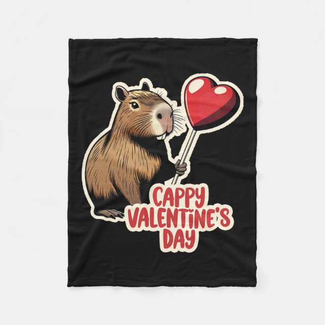 Capybyra Valentine  Fleece Blanket (Front)