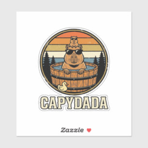 Capydada Capybara Dad Retro Hot Tub Vector Design_