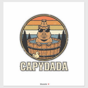 Capydada Capybara Dad Retro Hot Tub Vector Design_