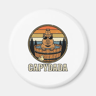 Capydada Capybara Dad Retro Hot Tub Vector Design_ Magnet