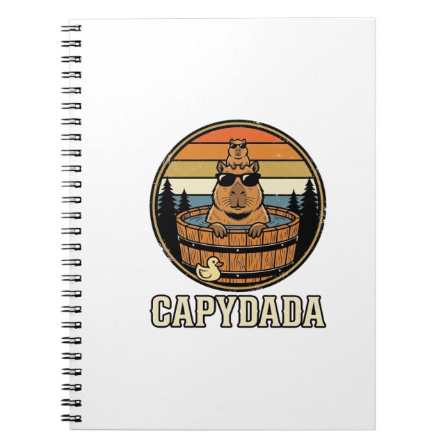 Capydada Capybara Dad Retro Hot Tub Vector Design_ Notebook (Front)