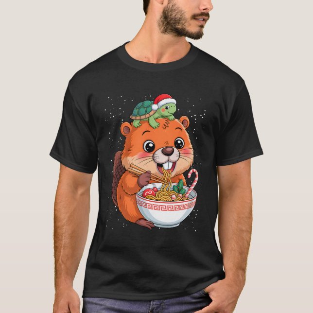 Capyra And Turtle Ckpack Ramen Kawaii Xmas Capira  T-Shirt (Front)