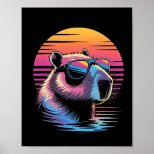 Capyra Cute Retro Animal Summer Vacation Beach Poster