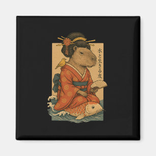 Capyra In Surfing Geisha Outfit  Magnet