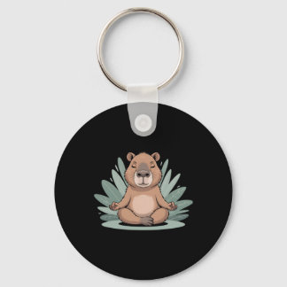 Capyra Meditating Cute Yoga Tee Yogi Meditation  Keychain