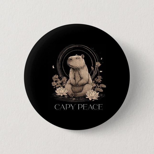 Capyra Peace Cute Yoga  2 Inch Round Button (Front)