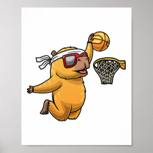 Capyra Playing Sketll Sports Rodent Kids Poster
