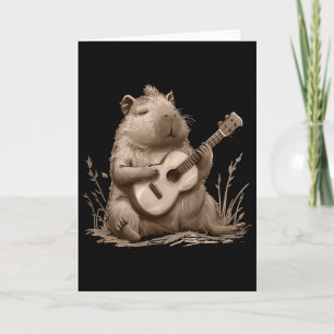 Capyra Playing Ukulele And Cute Gaming Video Gamer Card