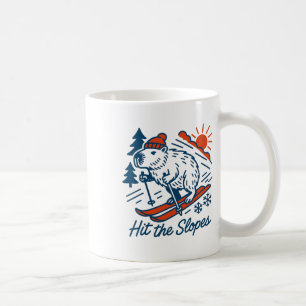 Capyra Shredding The Slopes Winter Mountain Skiing Coffee Mug