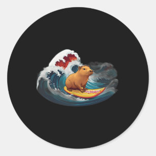 Capyra Surfing Big Wave Classic Round Sticker