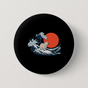 Capyra Surfing Great Wave Japanese Aesthetic Sunse 2 Inch Round Button