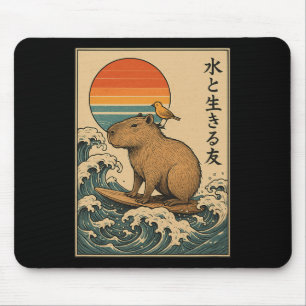 Capyra Surfing Japanese _3 Mouse Pad