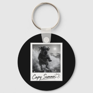 Capyra Water Skiing Summer Funny Meme Keychain