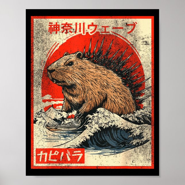 Capyzilla _ Kanagwa Wave Japan _ Cool Rodent Capyb Poster (Front)