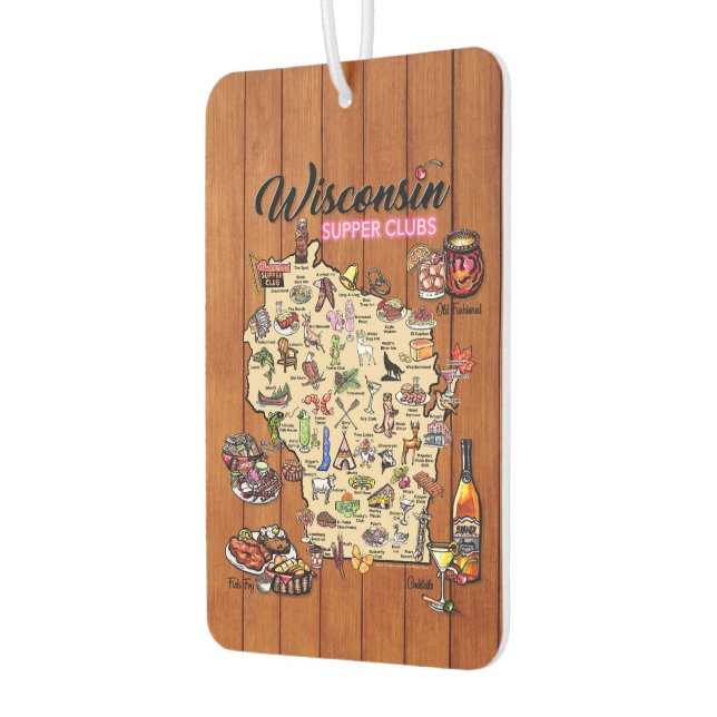 Car Air Freshener - Wisconsin Supper Club Map  (Left)