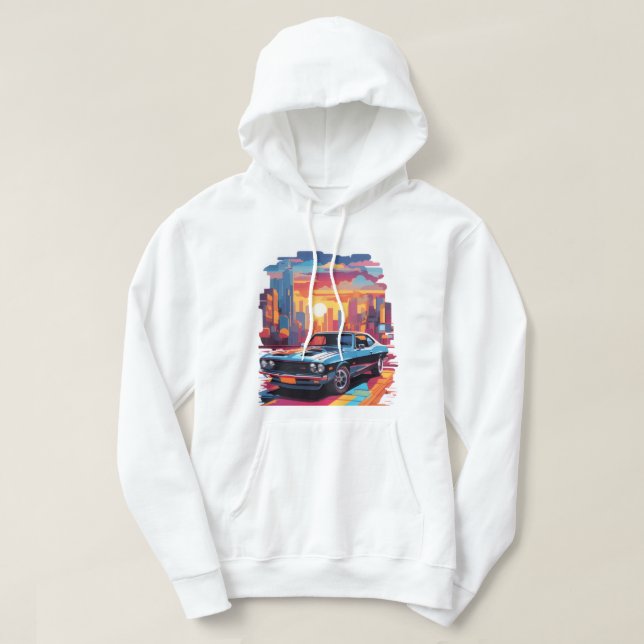 Car and sun weak up in the city  hoodie (Design Front)