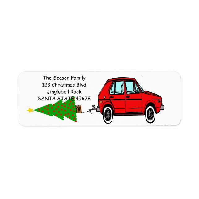 Car and tree Christmas label (Front)