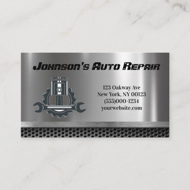 Car Auto Mechanic Repair Service Business Card (Front)