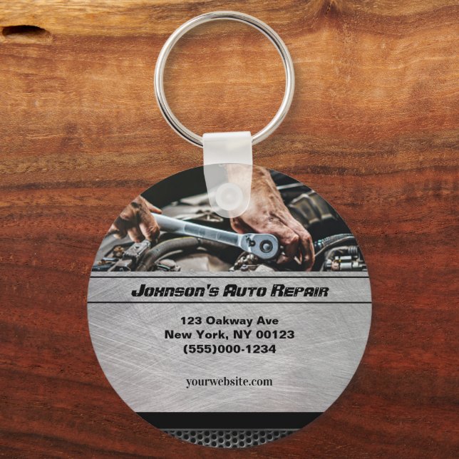 Car Auto Mechanic Repair Service Business Keychain (Front)