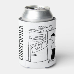 Car Breakers Scrapyard Car Boot Sale Cartoon Can Cooler