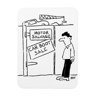 Car Breakers Scrapyard Car Boot Sale Cartoon Magnet