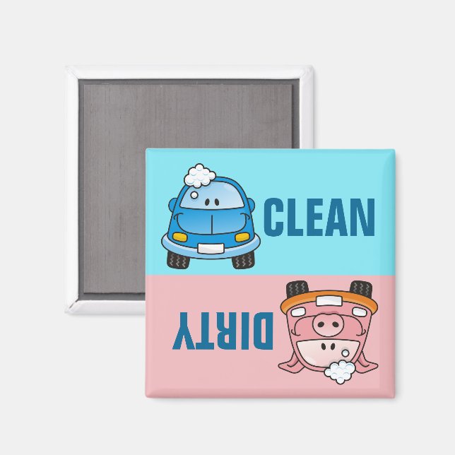 Car Cartoon Dish Washing Magnet (Front/Back)