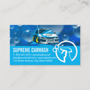 Car Cleaning Services Bubbles Spray Bottle Business Card