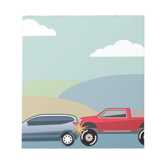 Car crash rear ended vehicle Vector Notepad (Front)