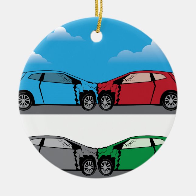 Car Crash vector Ceramic Ornament (Front)