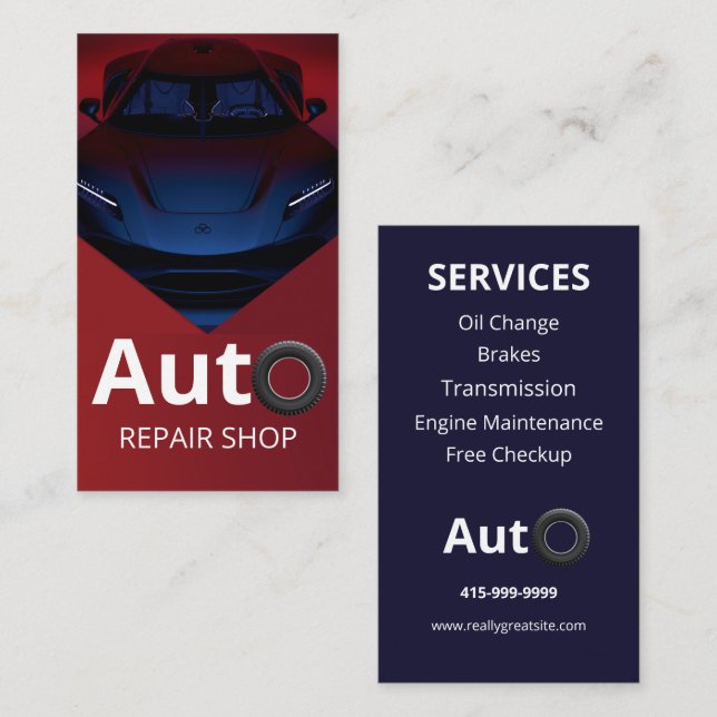 Car Dealer Auto Repair Professional Automotive  Business Card (Front/Back)