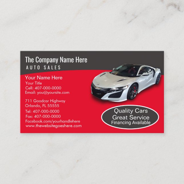 Car Dealership-Auto Sales Associate Business Card (Front)