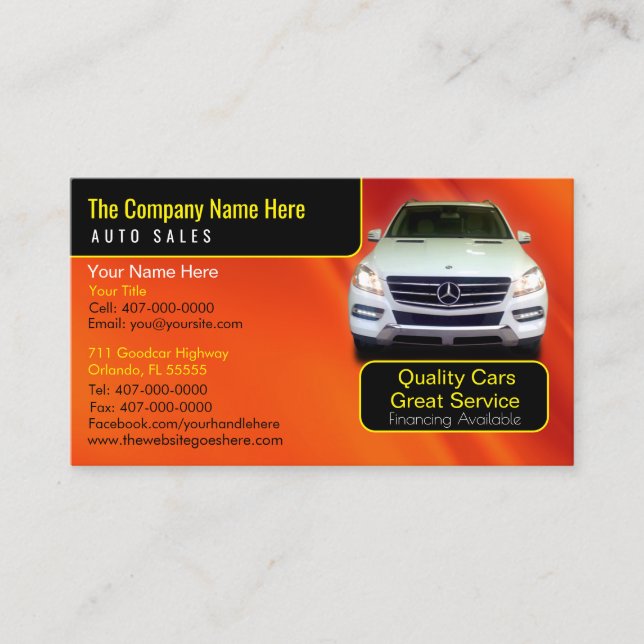 Car Dealership-Auto Sales Associate Business Card (Front)