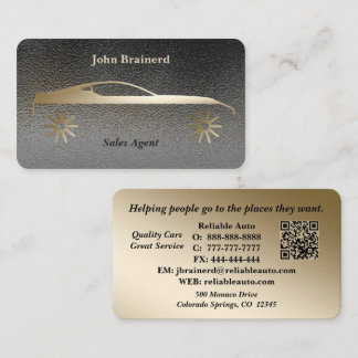 Car Dealership Elegant Gold & Smokey Grey QR Code Business Card