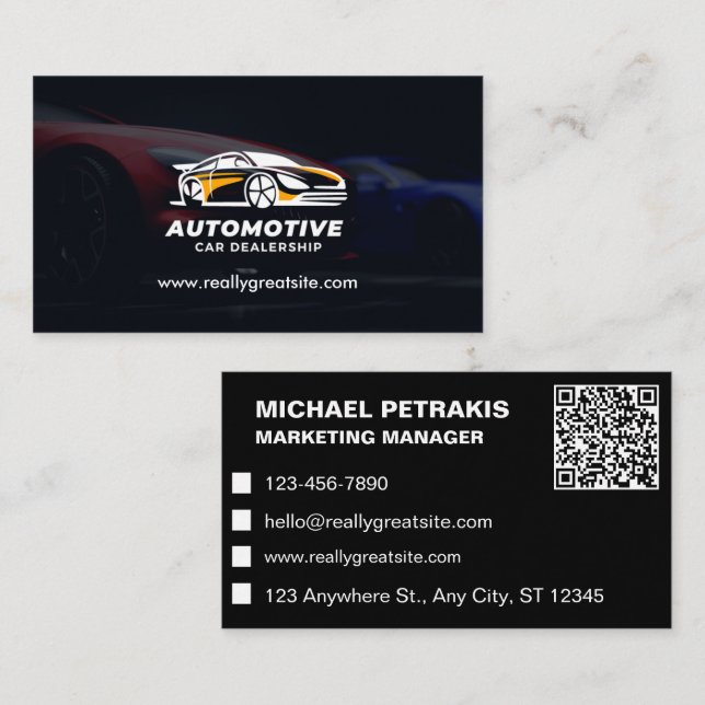 Car Dealership QR Code  Business Card (Front/Back)