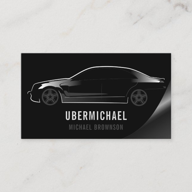 Car Driver Black Auto Business Card (Front)