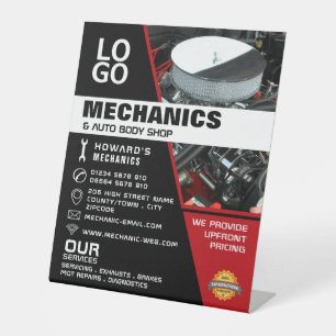 Car Engine, Auto Mechanic & Repairs Advertising Pedestal Sign