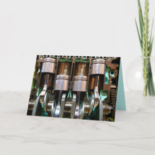 car engine pistons greeting card