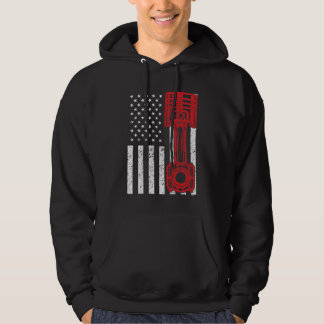 Car Enthusiast American Flag Piston Muscle Car Hoodie