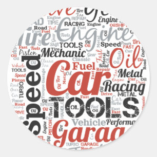 Car Enthusiast Word Cloud Classic Round Sticker
